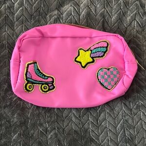 Pink Kids Accessory Pouch with Fun Patches